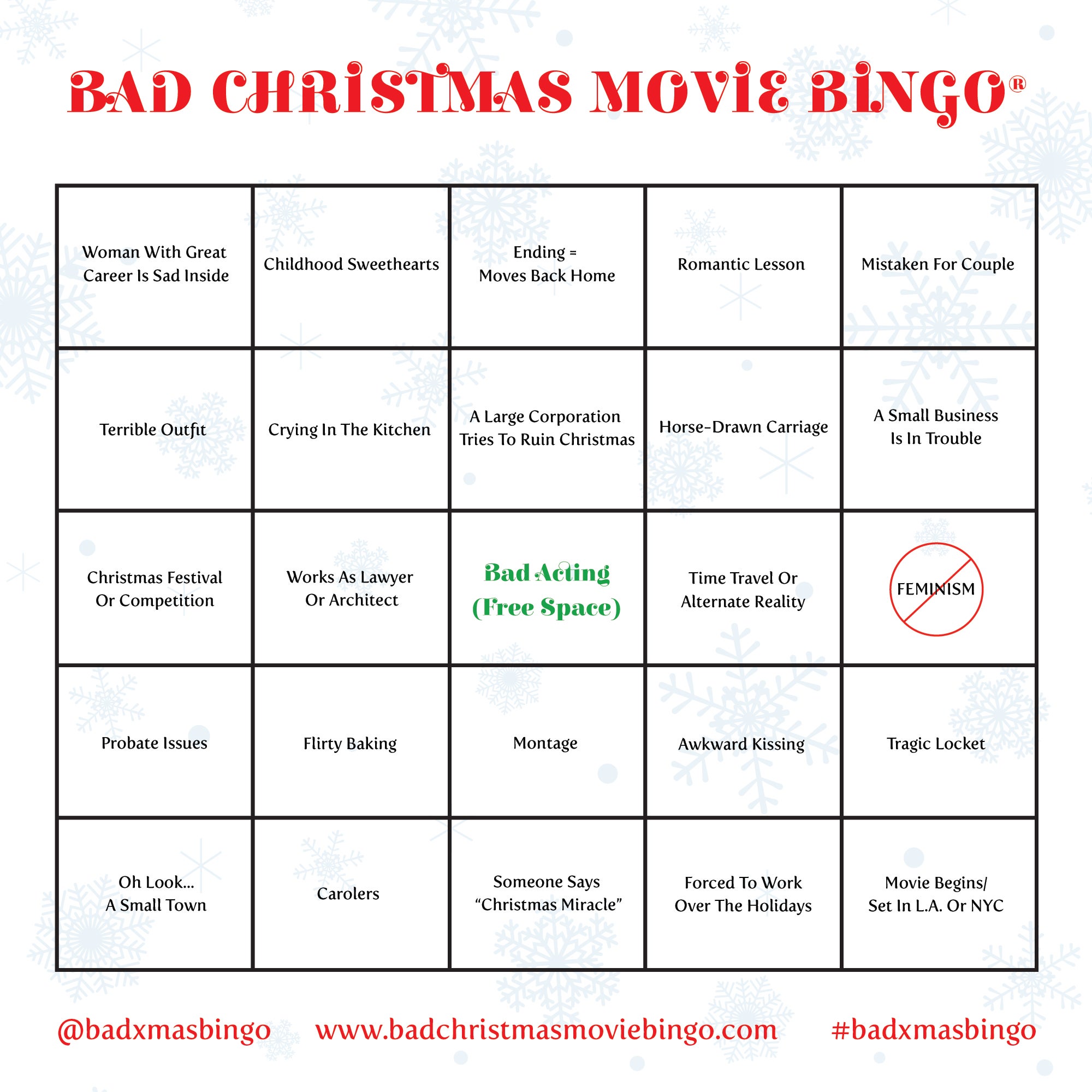 Bad Christmas Movie Bingo