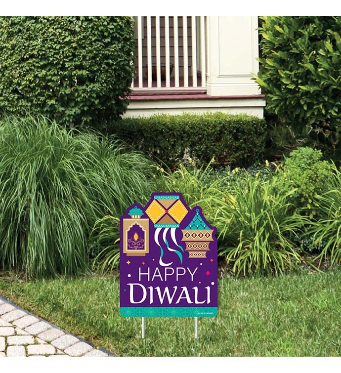 Happy Diwali   Outdoor Lawn   Festival Of Lights Party Yard Sign   1 Pc