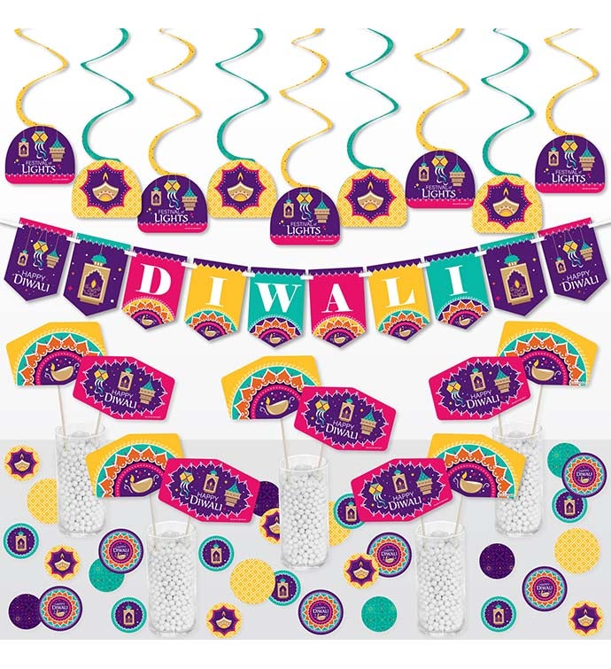 Happy Diwali   Festival Of Lights Decor Kit   Decor Galore Party Pack 51 Pc