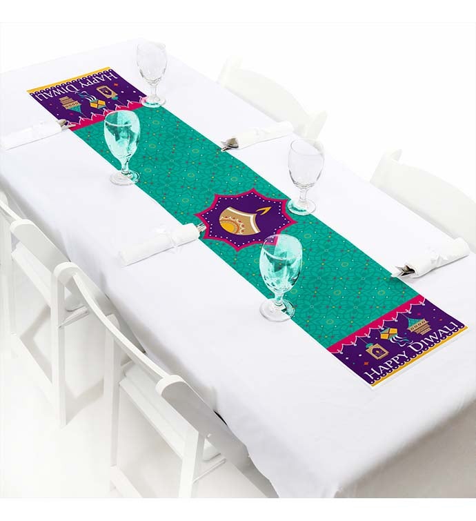 Happy Diwali   Petite Festival Of Lights Paper Table Runner 12 X 60 Inches