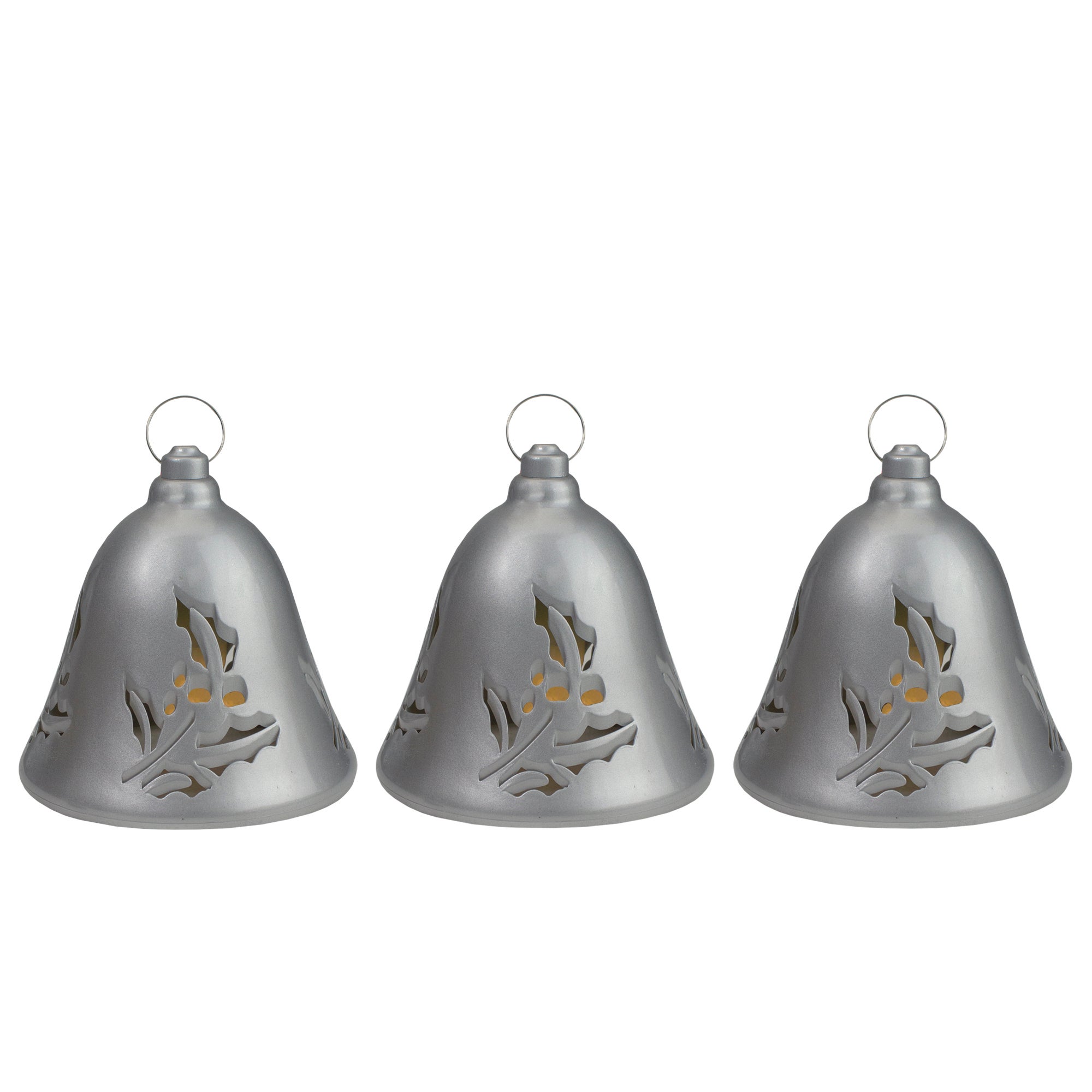 Set Of 3 Musical Lighted Bells Christmas Decorations  6.5"