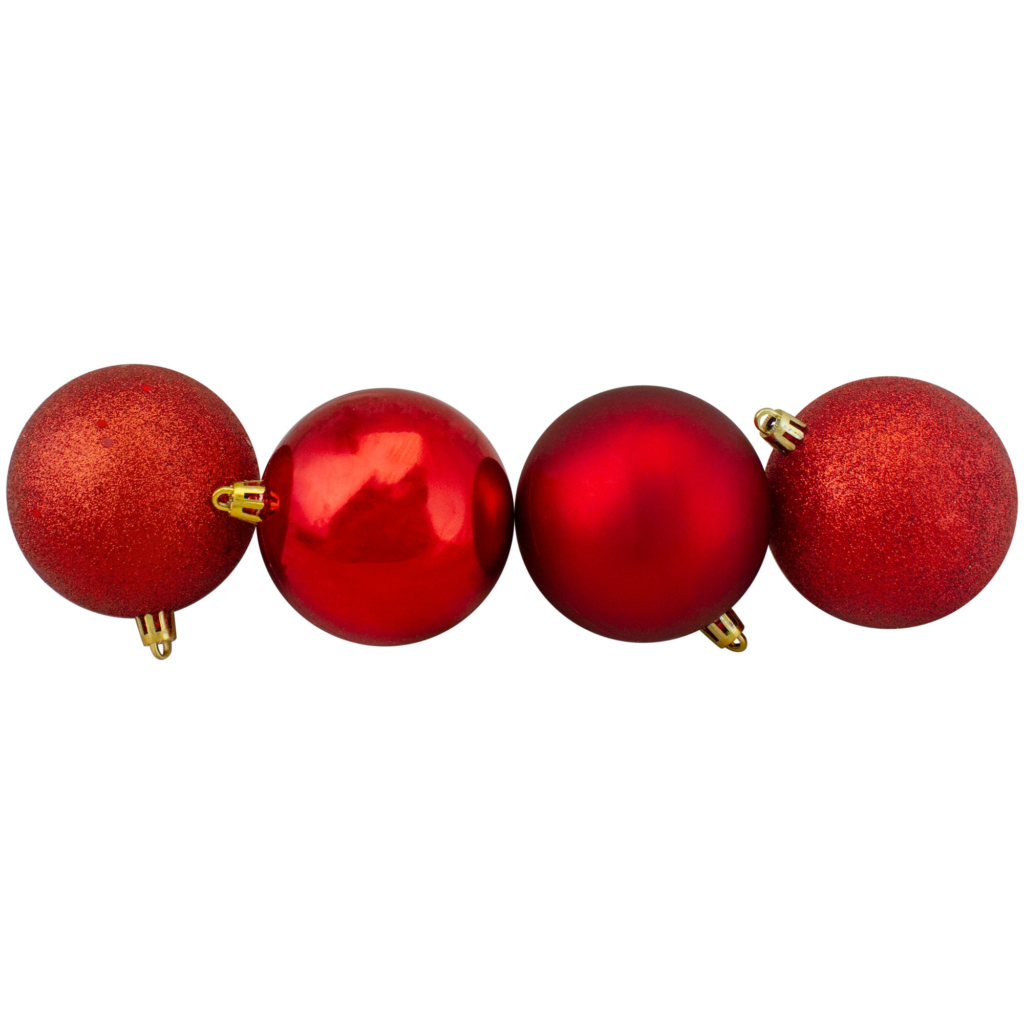 16ct Red Shatterproof 4 finish Christmas Ball Ornaments 3"  75mm