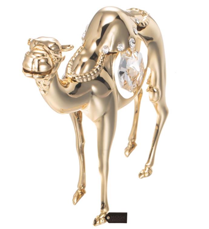 Matashi 24k Gold Plated Crystal Studded Camel Ornament