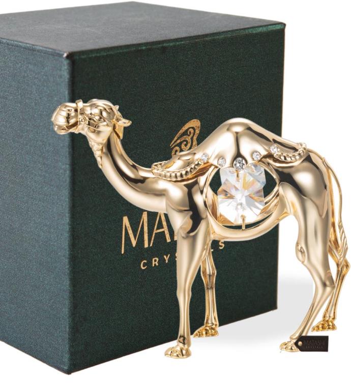 Matashi 24k Gold Plated Crystal Studded Camel Ornament