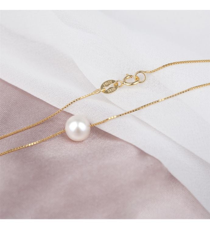 Merry Christmas White Pearl Gold Necklace