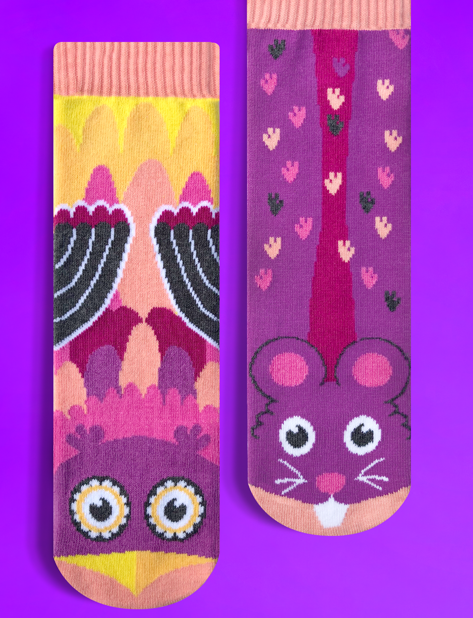 Owl & Mouse Pals Socks   Mismatchy Set  2 Pairs!