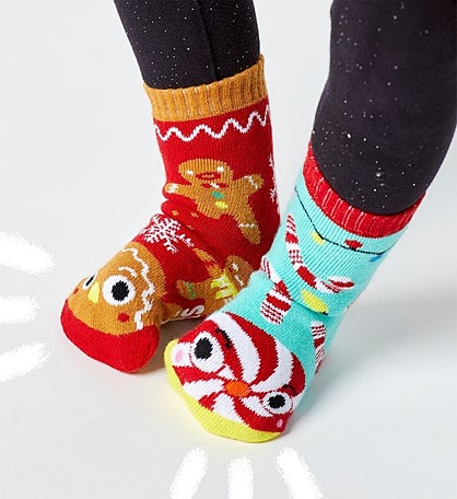 Gingerbread & Candy Cane Pals Socks