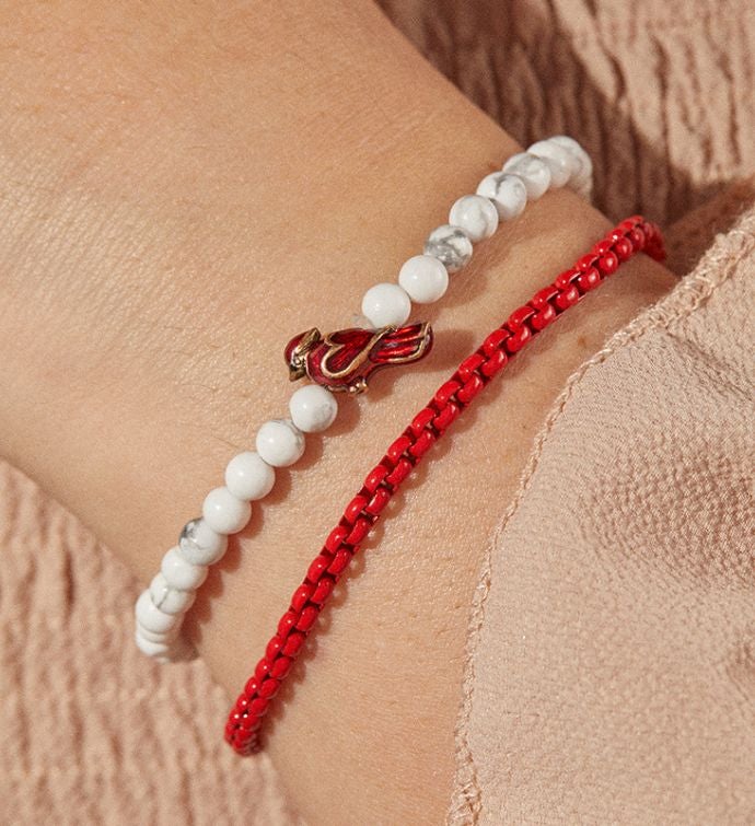 Luca + Danni Red Cardinal Stretch With White Howlite Beads