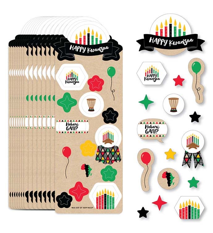 Happy Kwanzaa   Heritage Holiday Favor Kids Stickers 16 Sheets 256 Stickers