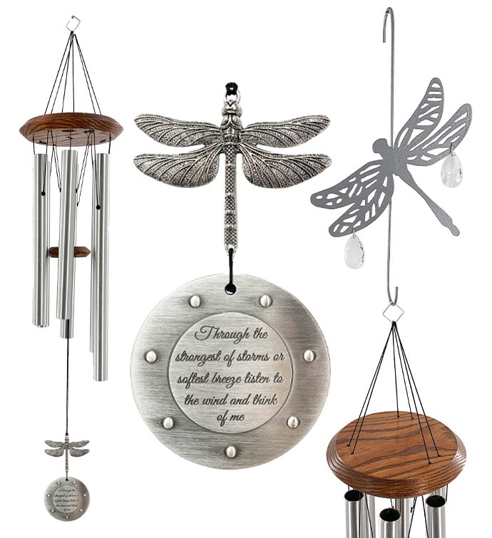 Memorial Dragonfly Wind Chime And Hanging Hook Sympathy Gift