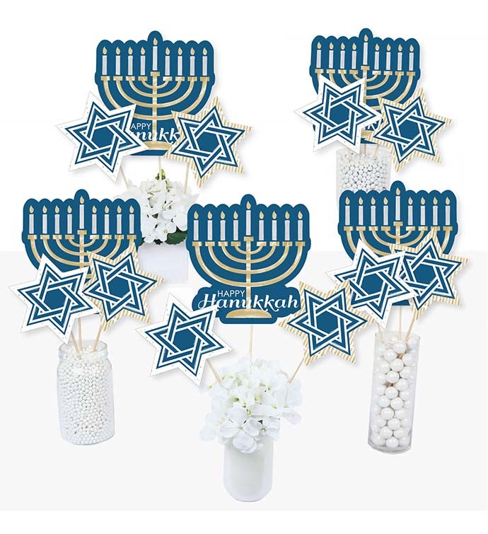 Happy Hanukkah   Chanukah Party Centerpiece Sticks   Table Toppers   15 Ct