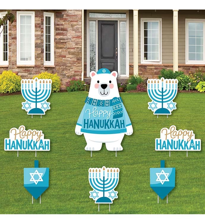 Hanukkah Bear   Lawn Decor   Chanukah Holiday Sweater Yard Signs   Set Of 8