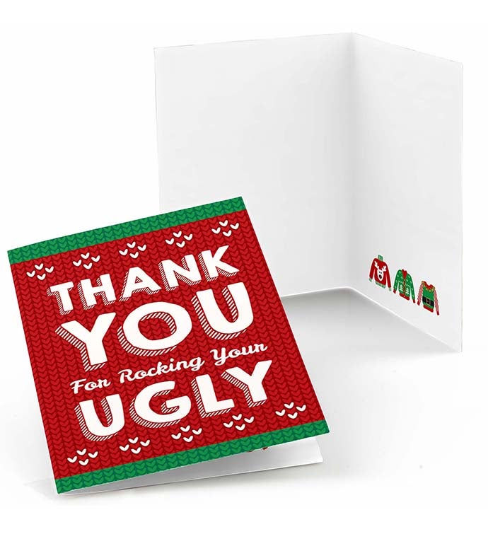 Ugly Sweater   Holiday & Christmas Party Thank You Cards   8 Ct