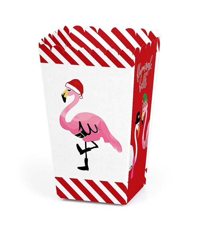 Flamingle Bells   Tropical Christmas Favor Popcorn Treat Boxes   12 Ct