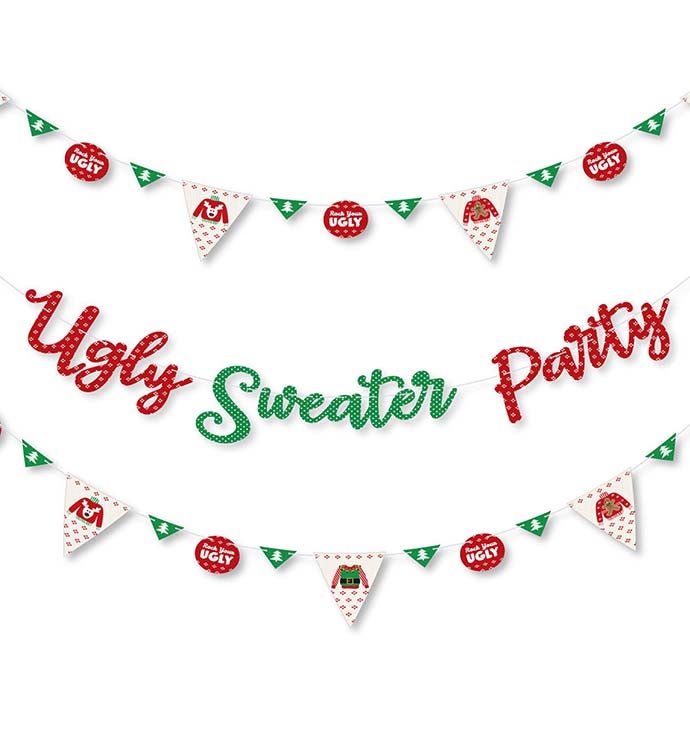 Ugly Sweater   Holiday Christmas Letter Banner Decor   Ugly Sweater Party