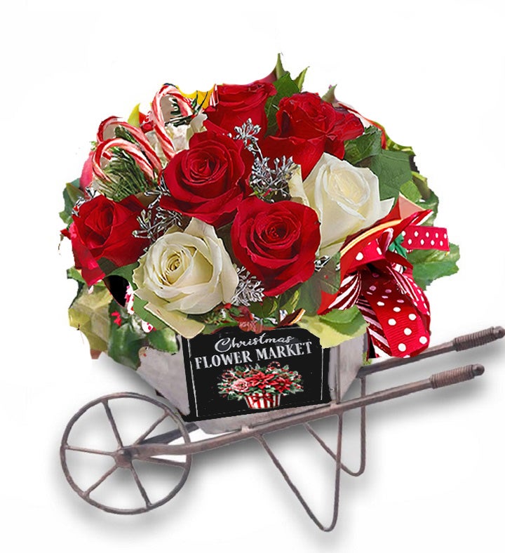 Christmas Soap Flowers Wheelbarrow