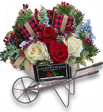 Christmas Soap Flower Wheelbarrow