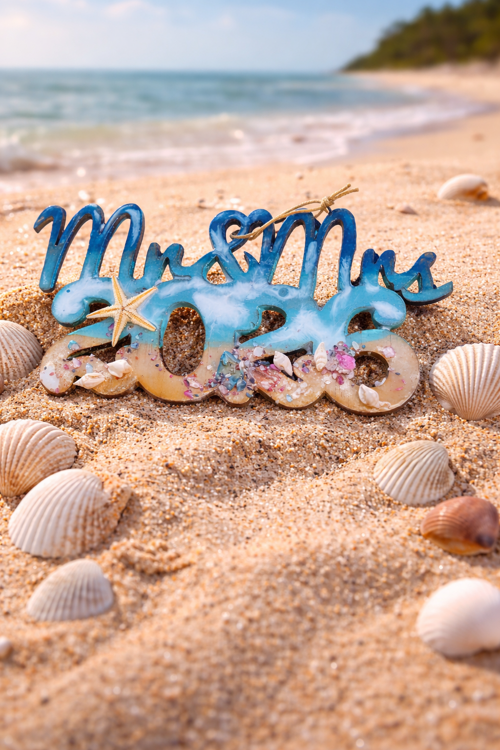 Hand-painted Wedding Seascape Ornament
