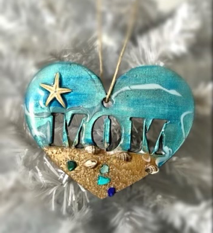 Hand Painted Mom Seascape Ornament