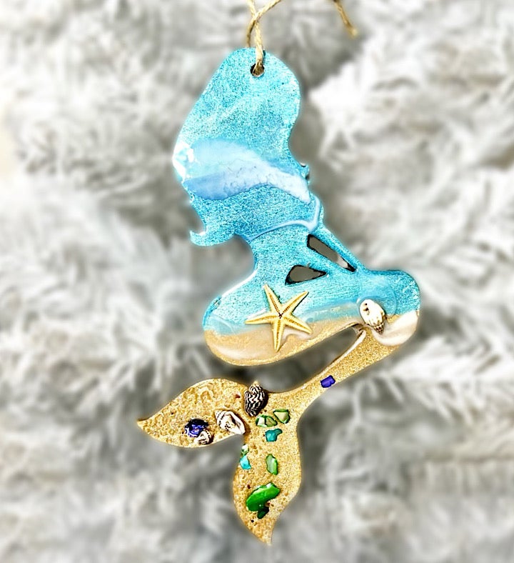 Hand-painted Mermaid Seascape Ornament