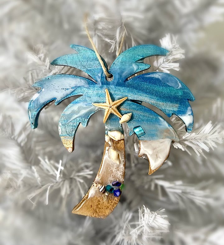 Hand-painted Palm Tree Seascape Ornament