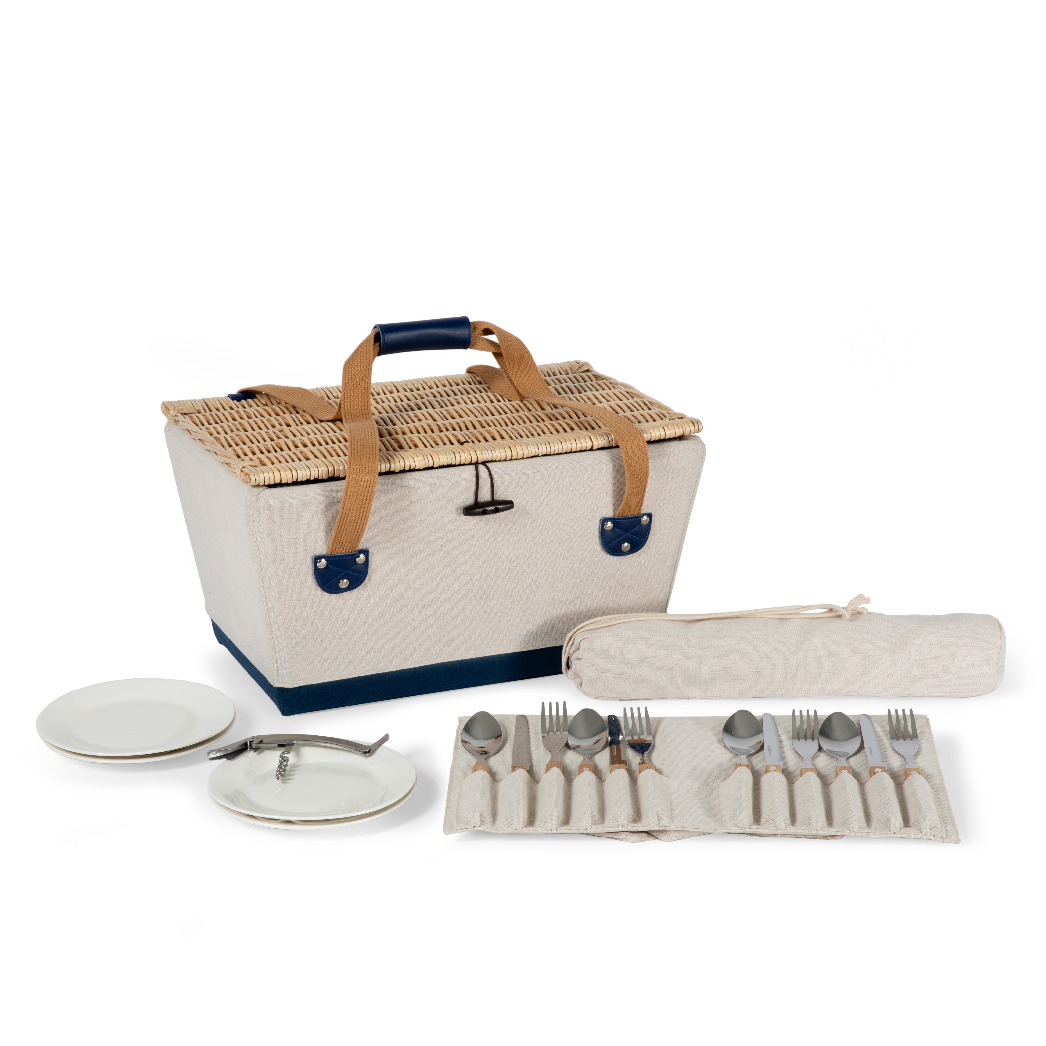 Boardwalk Picnic Basket For 4, (beige)