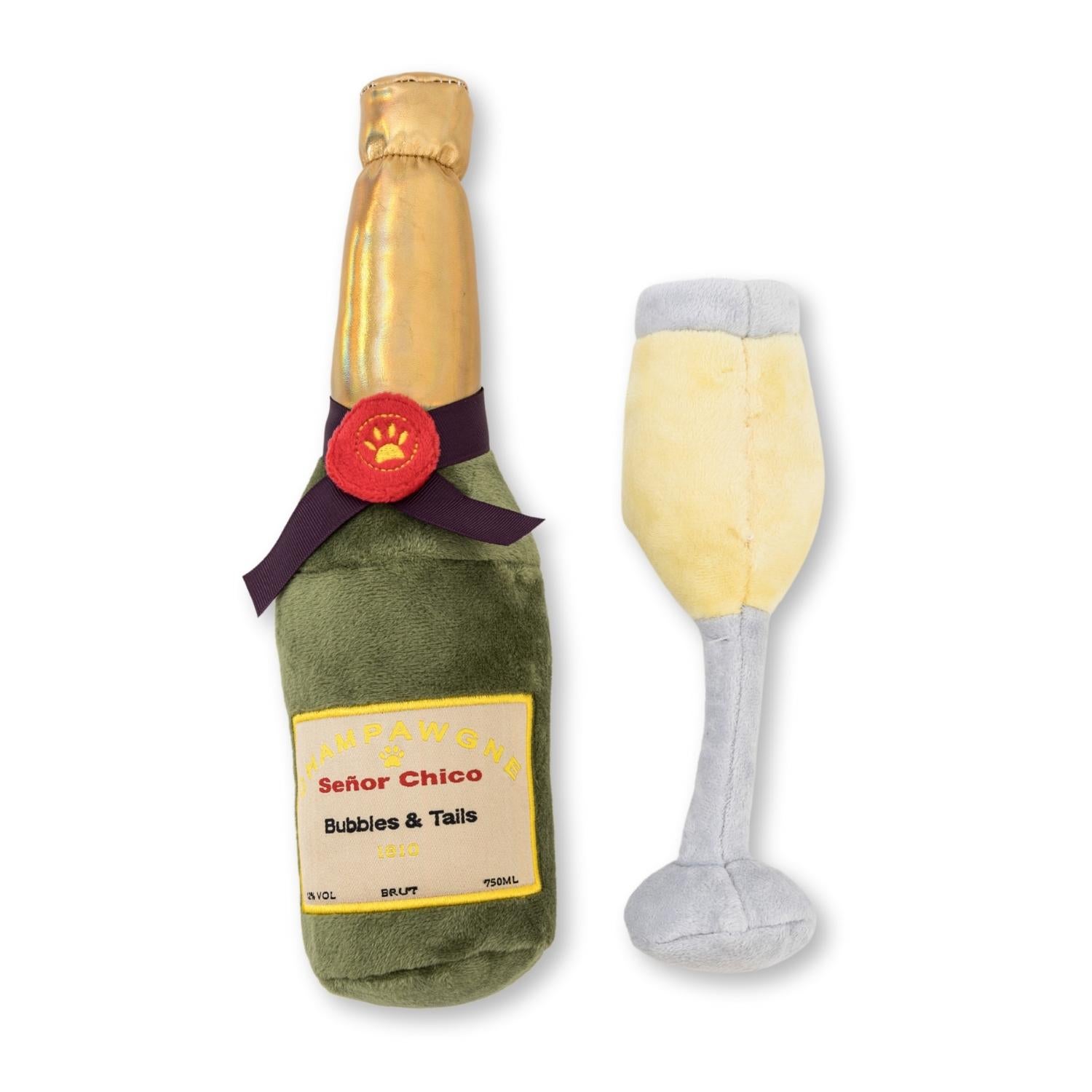 Champagne Cheers Plush Dog Toy