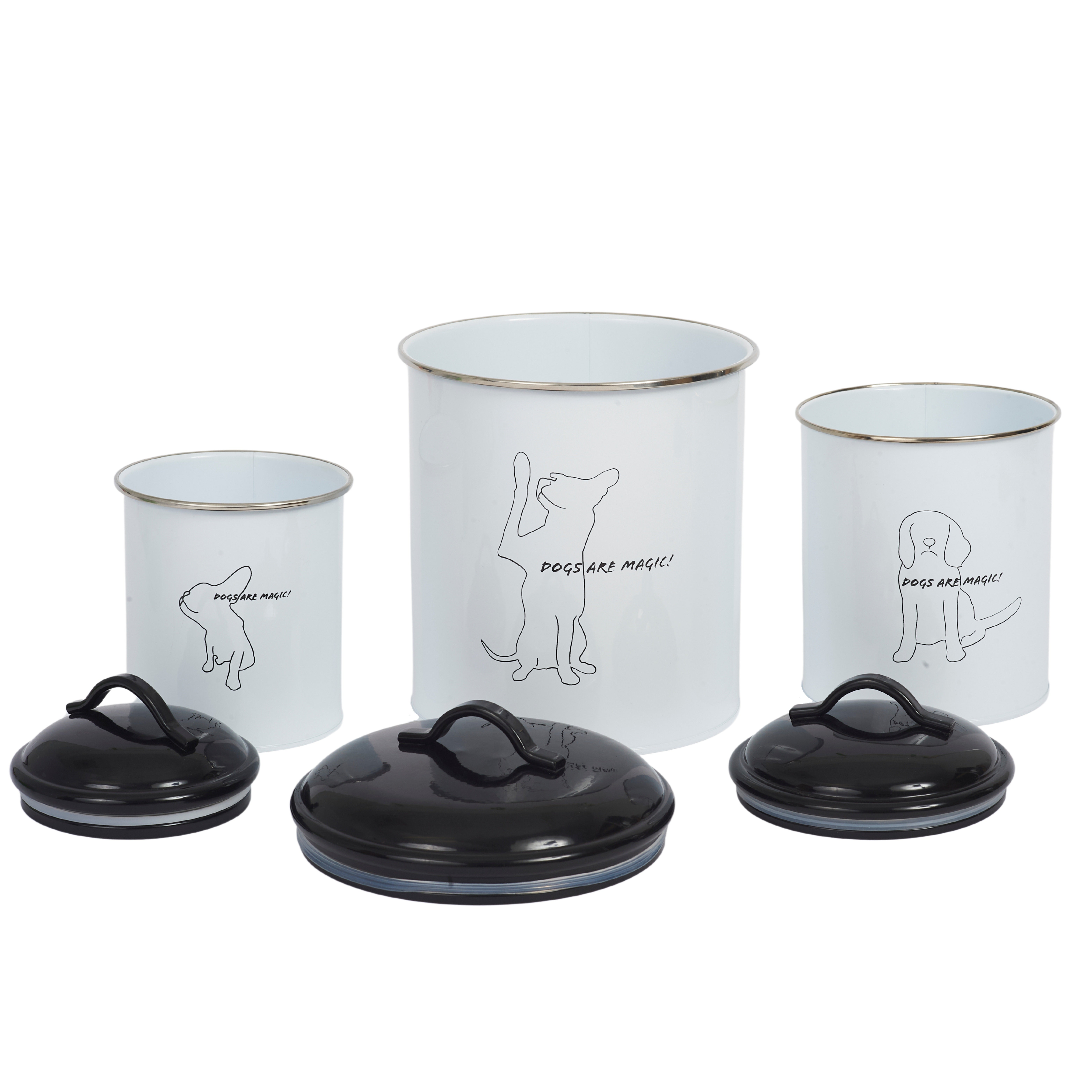 Country Living 3 Piece Pet Treat Storage Set   'Dogs are Magic' Design