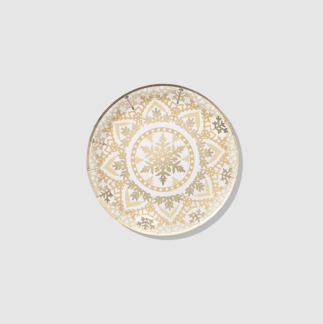Golden Snowflake Small Plates (10 Per Pack)