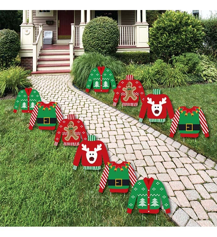 Ugly Sweater   Lawn Decor   Outdoor Holiday & Christmas Yard Decor 10 Pc