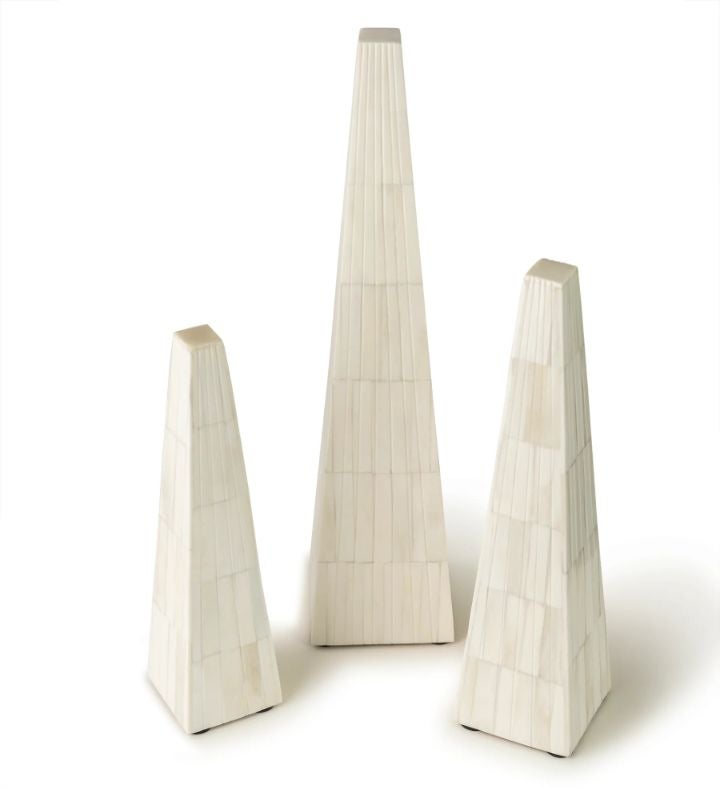 Gauri Kohli Nanke Bone Decorative Obelisk Sculptures  set Of 3