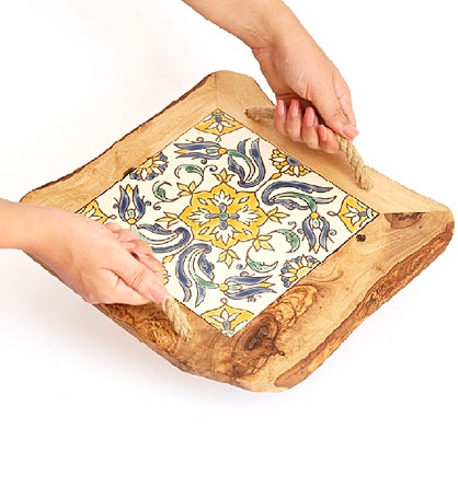Ceramic Tile Tray With Rope Handles