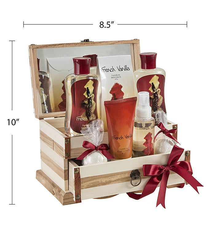 French Vanilla Spa Gift Set in Wood Jewelry Box