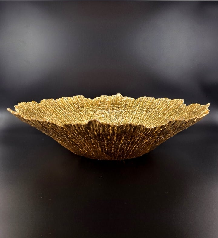 Coral 16" Gilded Glass Centerpiece Bowl