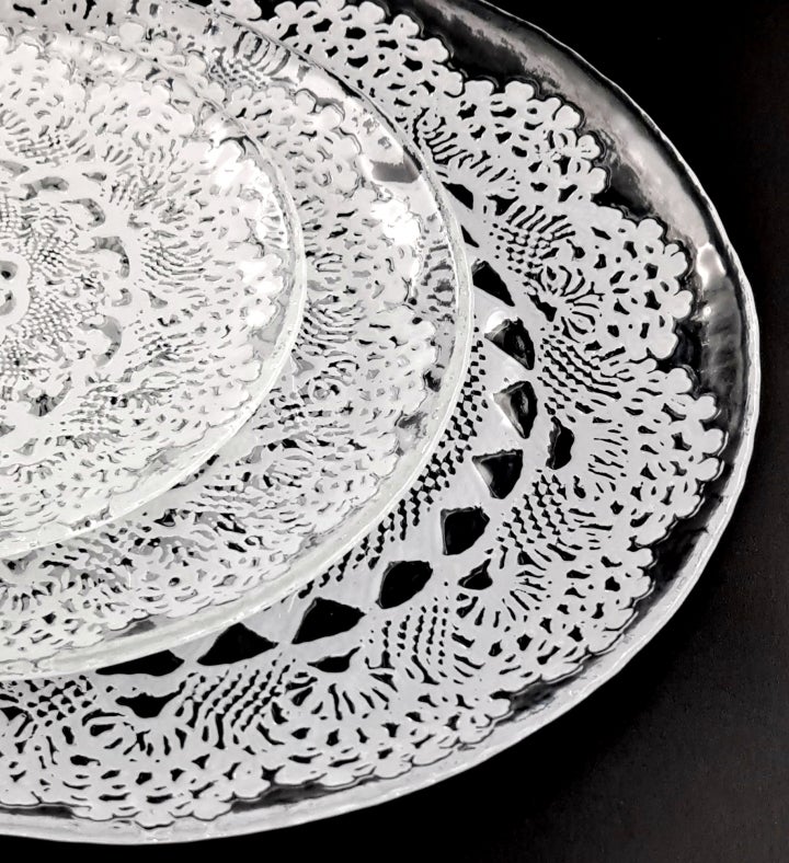 Lille 12pc Glass Dinner Plate Set Clear/white