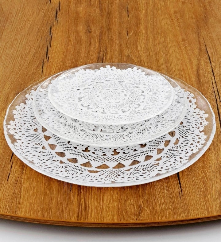 Lille 12pc Glass Dinner Plate Set Clear/white