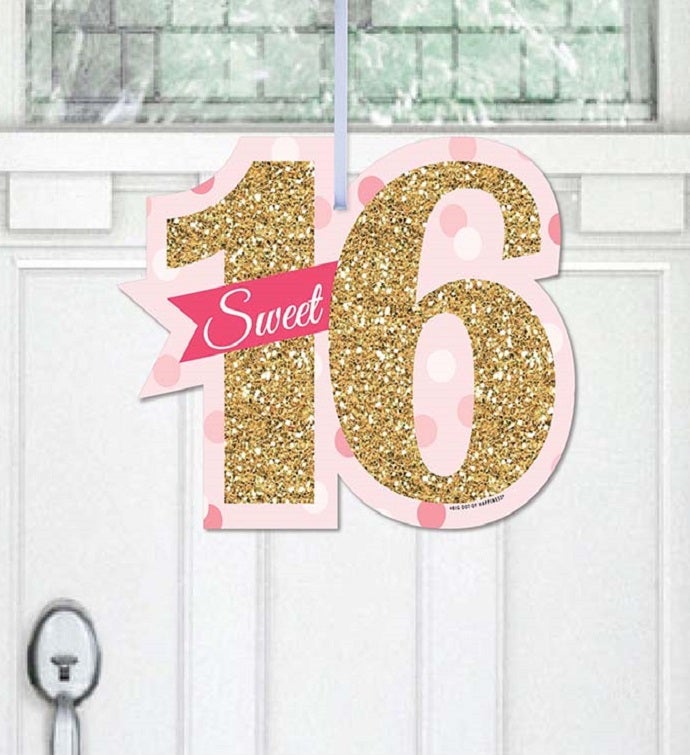 Sweet 16   Hanging Porch 16th Birthday Outdoor Front Door Decor   1 Pc Sign