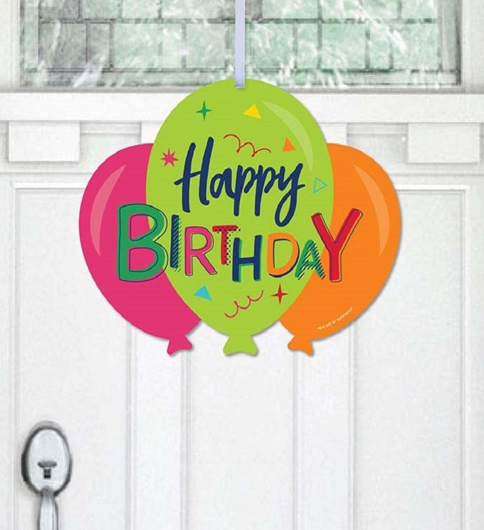Cheerful Happy Birthday   Outdoor Colorful Birthday Decor Front Door Wreath