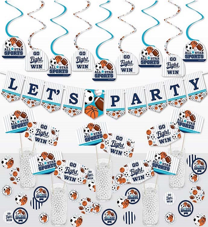 Go, Fight, Win   Sports   Baby Shower Or Birthday Decor Galore Pack 51 Pc