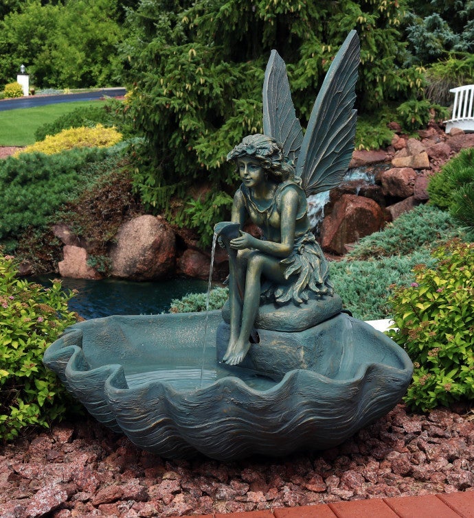 Fairy Shell Outdoor Water Fountain 30 Inch