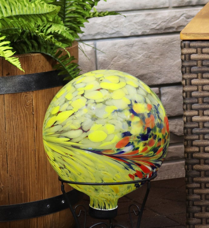 Bright Summer Burst Outdoor Garden Glass Gazing Globe Ball - 10-inch