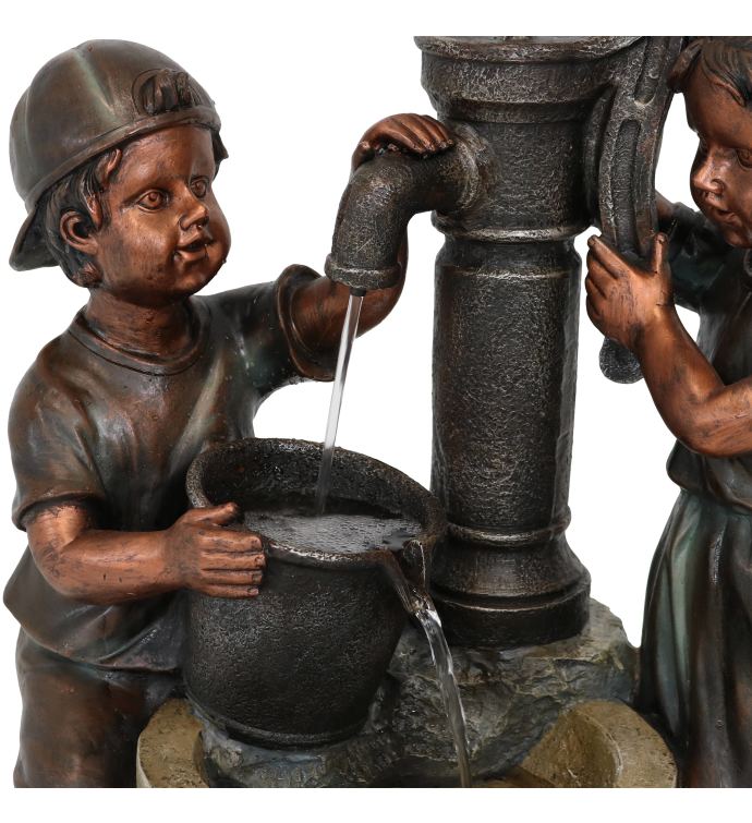 Jack And Jill At Water Pump And Well Water Fountain - 24-inch