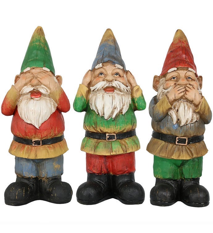 Three Wise Gnomes   Hear No Evil Speak No Evil See No Evil