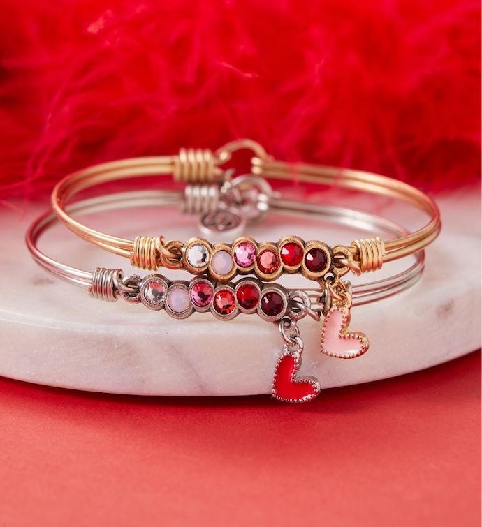 Luca + Danni Red Heart Starlight Bangle In Love Ombre