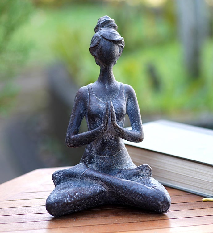 Novica Handmade Asana Pose In Brown Cement Statuette