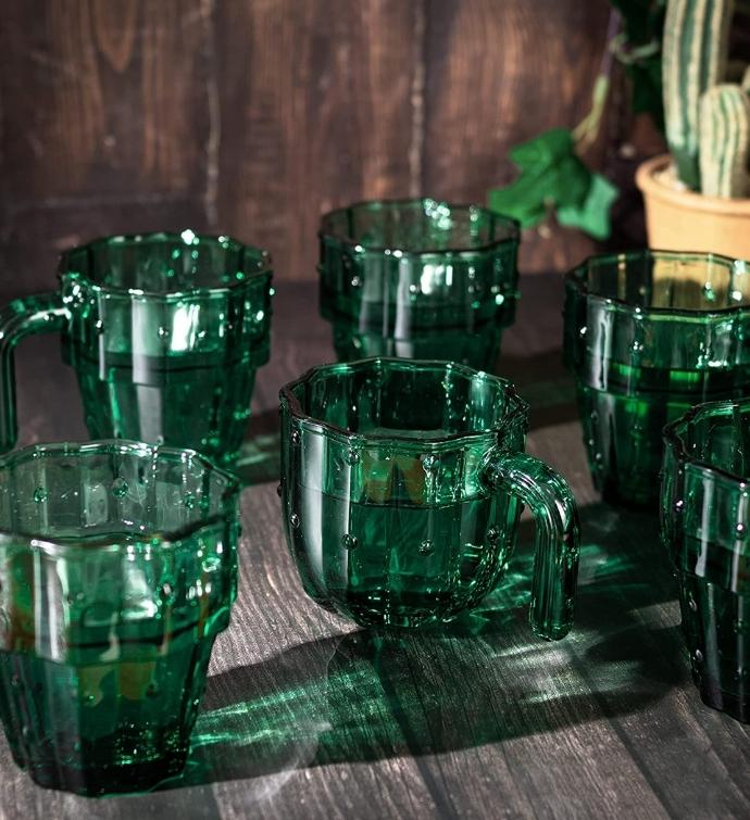 Cactus Stackable Glasses Set Of 6 - 10oz Each