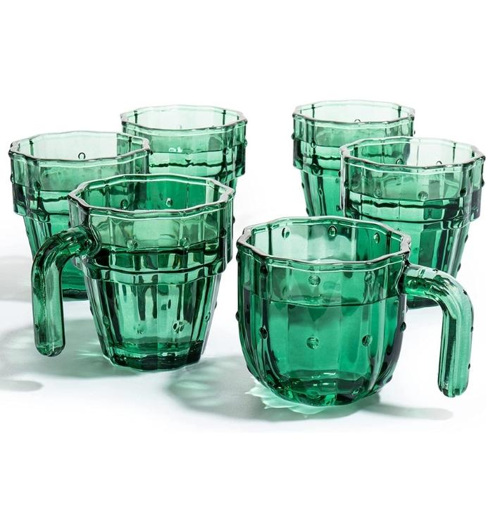 Cactus Stackable Glasses Set Of 6 - 10oz Each