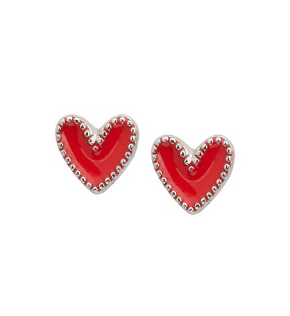Luca + Danni Heart Stud Earrings In Red