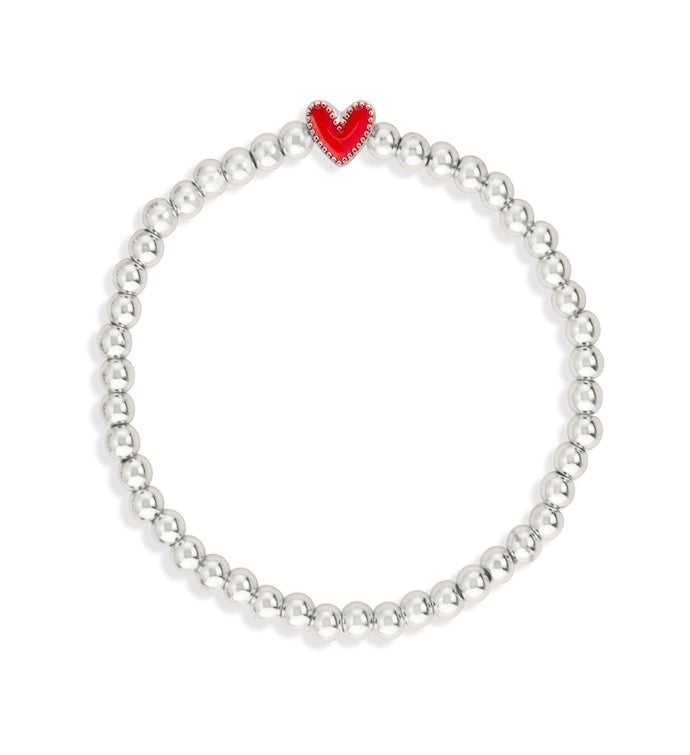 Luca + Danni Heart Stretch Bracelet In Red