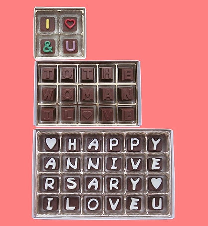 Happy Anniversary I Love You Chocolate Message Gift